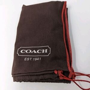 Coach Dust Bag Brown with Red Drawstring Purse Storage Protector Authentic 19x15